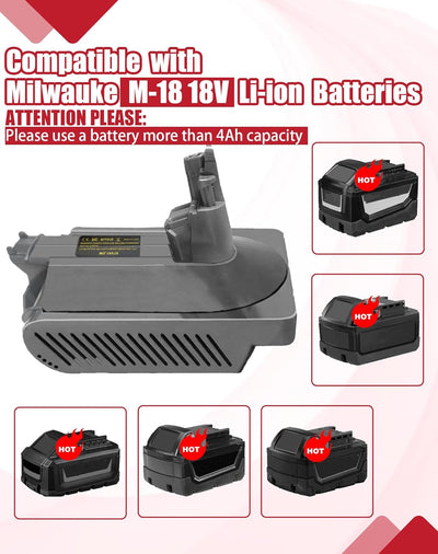 BTRUI V10 Adapter für Milwaukee 18V M18 Lithium Batterie, umwandelbar für Dyson V10 SV12 Animal Abso