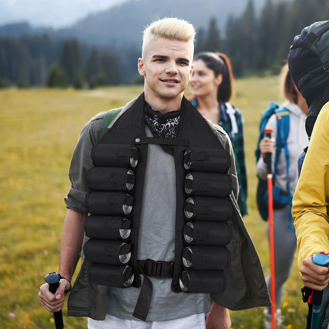 LIOOBO Biergürtel 12 Taschen Getränkeweste Getränkehalter für Outdoor Bergsteigen Klettern Camping R