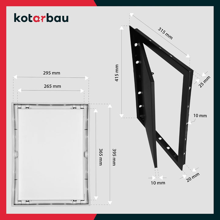 KOTARBAU® Revisionstür 30x40 cm Revisionsklappe Trockenbau Schwarz Kunststoff Wartungsklappe Revisio