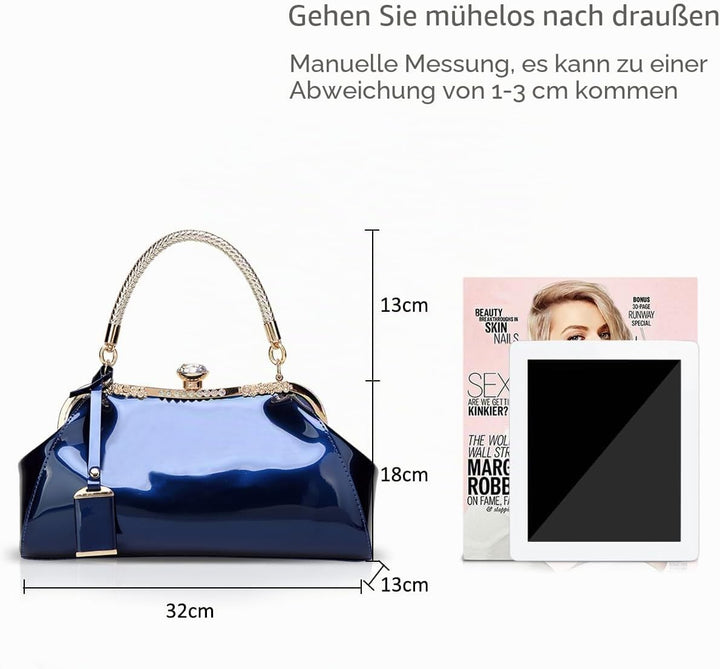 NICOLE & DORIS Handtaschen für Damen Lackleder Handtaschen Abendtasche für Party Hochzeit Schulterta