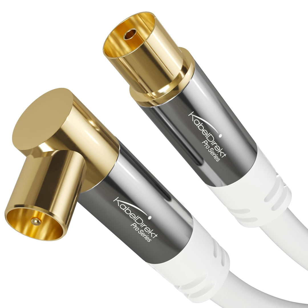 KabelDirekt – 4K Antennenkabel, Koaxialkabel, TV Kabel 90° gewinkelt/gerade – 15m – In Deutschland e