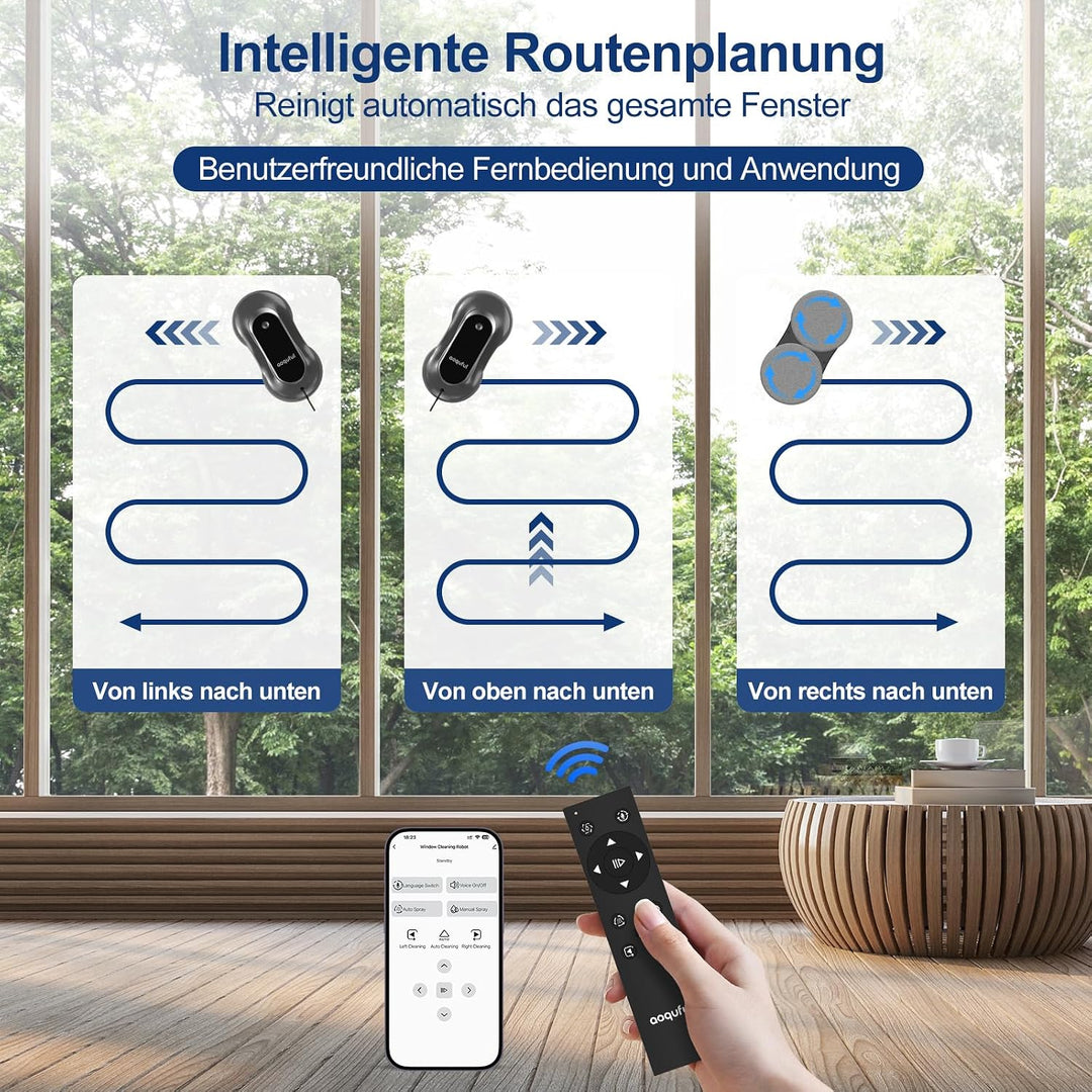 Fensterputzroboter mit KI-Navigation, Sprühfunktion und App-Steuerung | Elektrischer Fensterreiniger