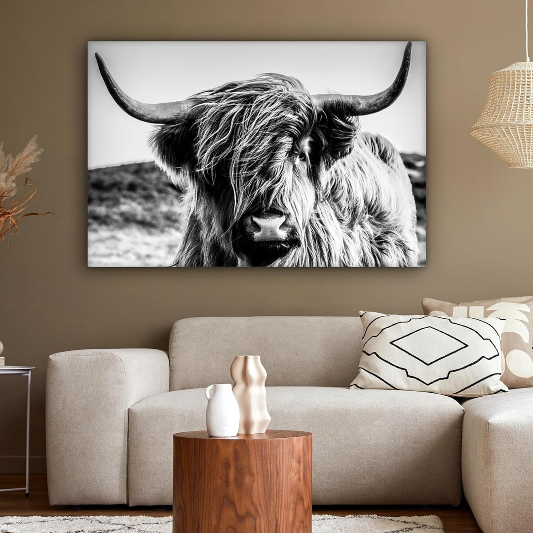 MuchoWow© Bild auf Leinwand Gross 120x80 cm XXL Schlafzimmer Bilder Schwarzweiss Wand Deko Wohnzimme
