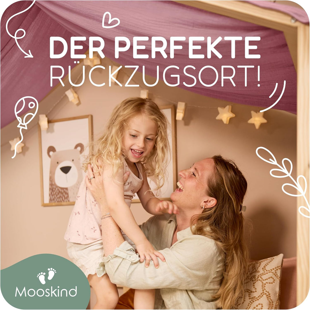 Hausbett Himmel – Aus weichem Musselin in 7 Farben – 100% Bio-Baumwolle – Traumhafte Hausbett Deko &amp;