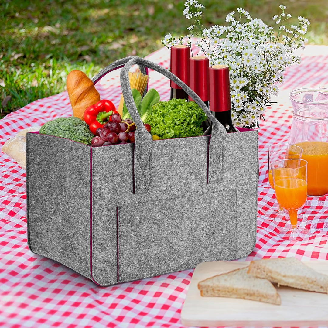 Eurhomewit Filztasche Einkaufstasche mit Fächern, Filztasche Gross 30L Faltbar und Robust Filz Einka