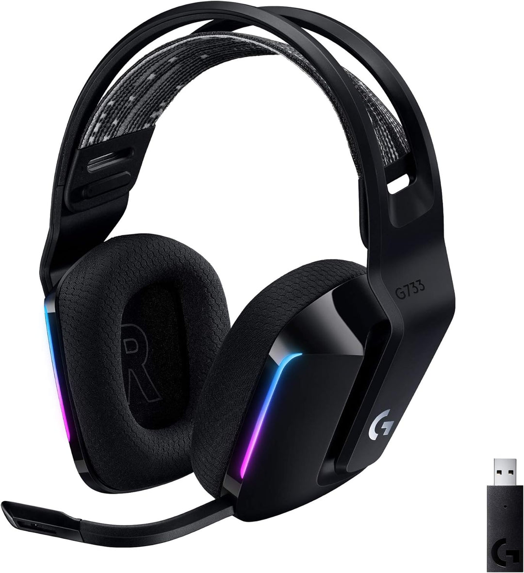 Logitech G733 LIGHTSPEED kabelloses Gaming-Headset mit Kopfbügel, LIGHTSYNC RGB, Blue VO!CE Mikrofon