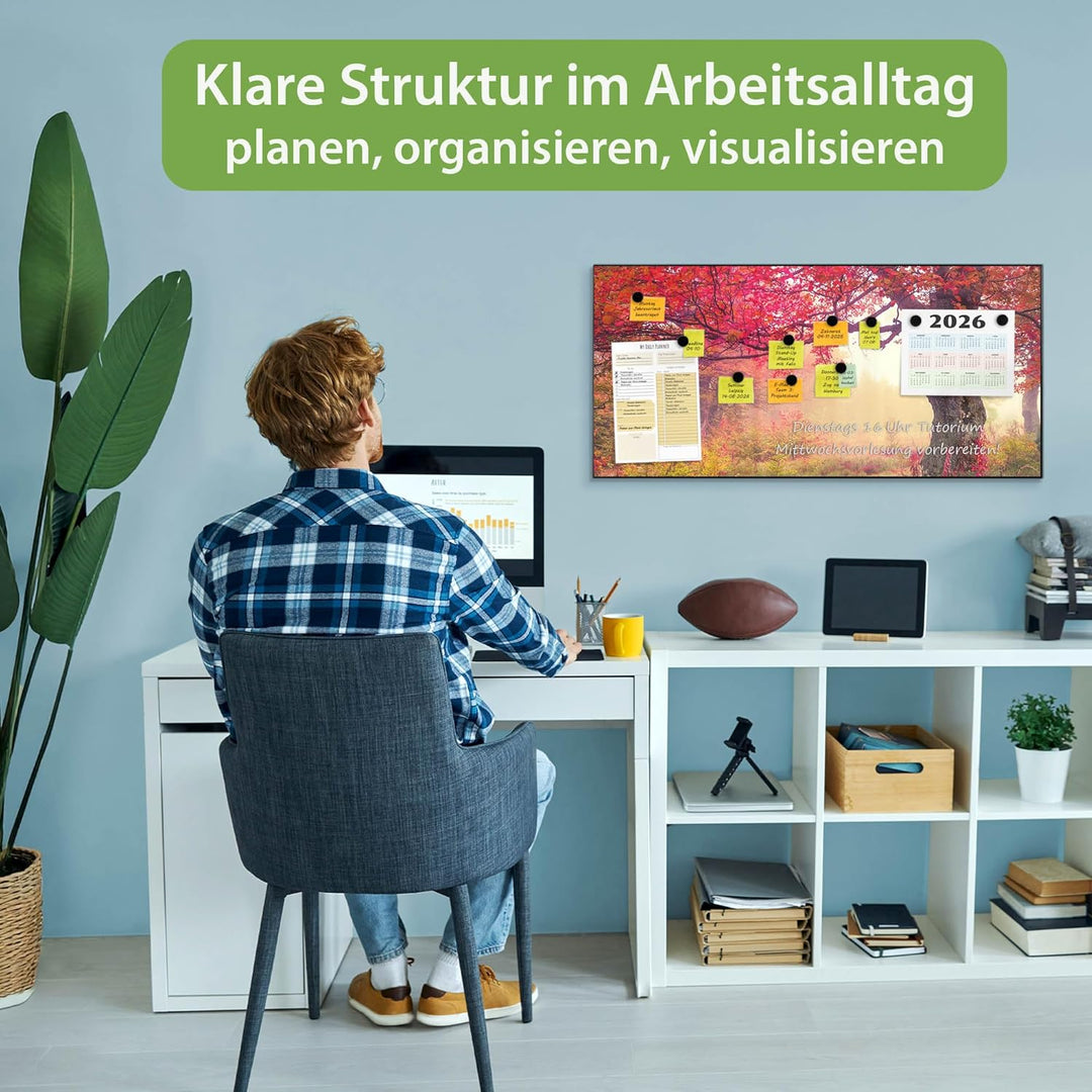 banjado Magnettafel schwarz 78 x 37cm / Magnetwand Metall/Magnetpinnwand als Memoboard/Pinnwand Magn