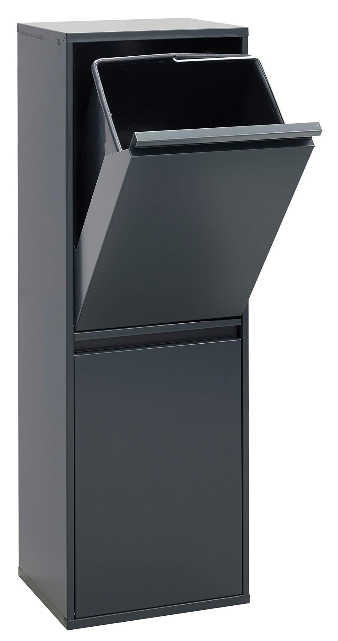 ARREGUI Mülleimer und Recyclingbehälter, Stahl, 2 Fächer 90,5 x 30,5 x 24,5 cm anthrazit anthrazit/