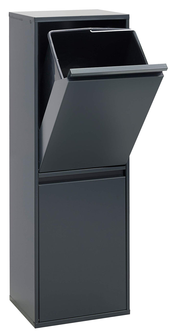 ARREGUI Mülleimer und Recyclingbehälter, Stahl, 2 Fächer 90,5 x 30,5 x 24,5 cm anthrazit anthrazit/