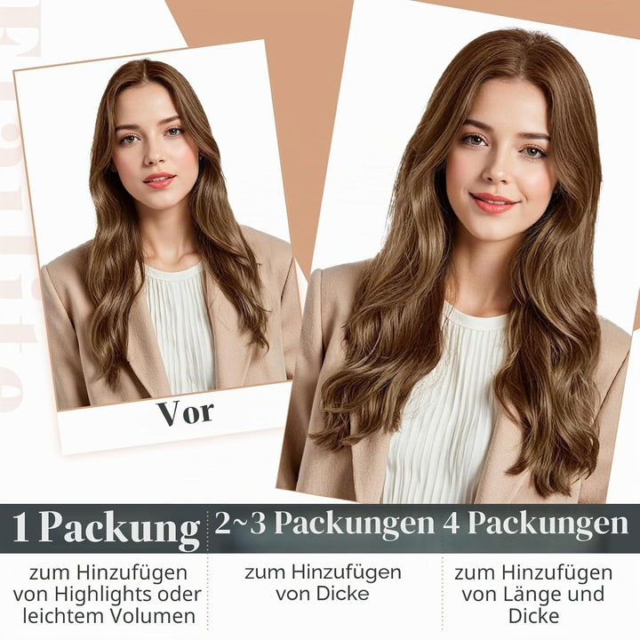 Elailite Tape in Extensions Echthaar, 20pcs(1g/pcs) Haarverlängerung Haarteil Real Human Haar Kleber