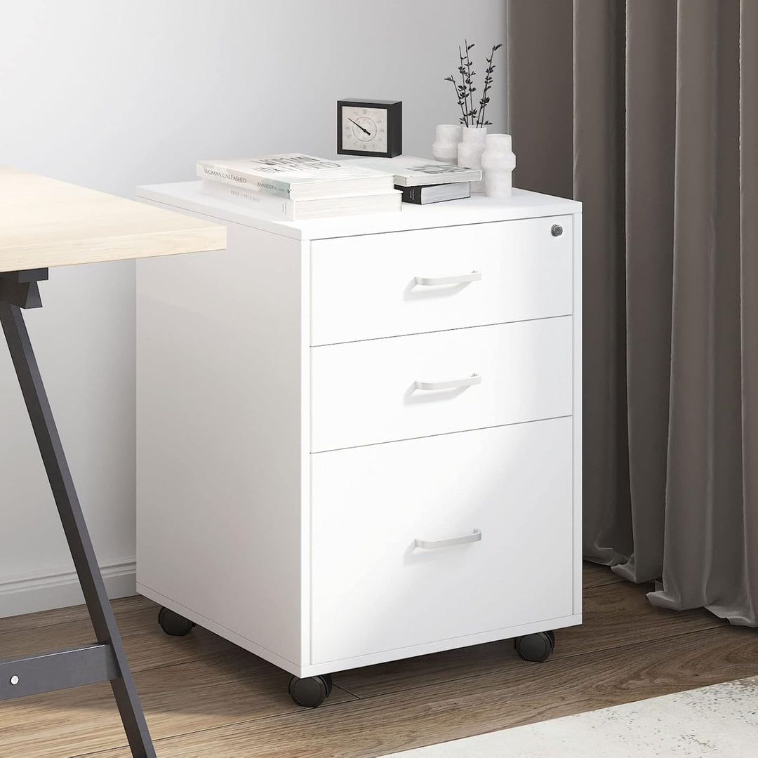 sogesfurniture Rollcontainer, Aktenschrank, Büroschrank, Aufbewahrungsschrank auf Rollen, abschliess