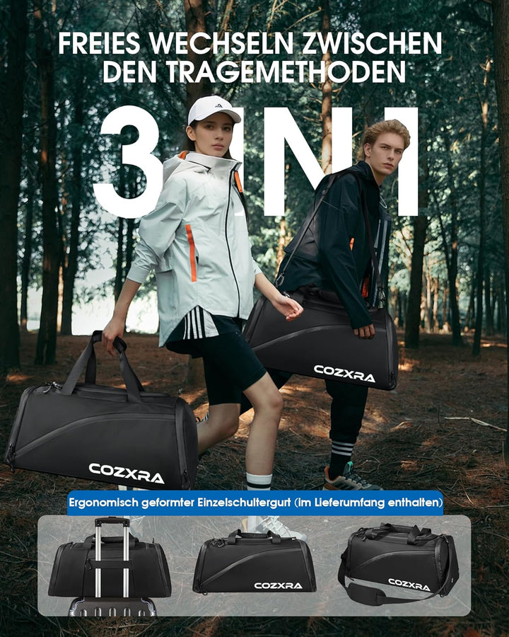 Sporttasche Reisetasche, 40L Sporttasche Herren mit 2 Nassfach und Schuhfach, Reisetasche für Damen