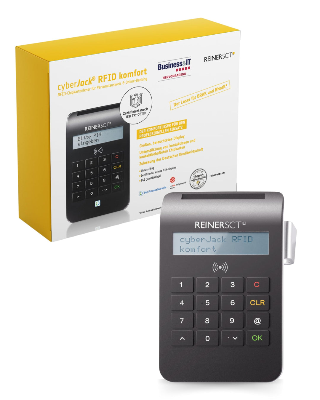 REINER SCT cyberJack RFID Chip-Kartenlesegerät komfort | Multi-Applikationsfähig für z.B. Elster; On
