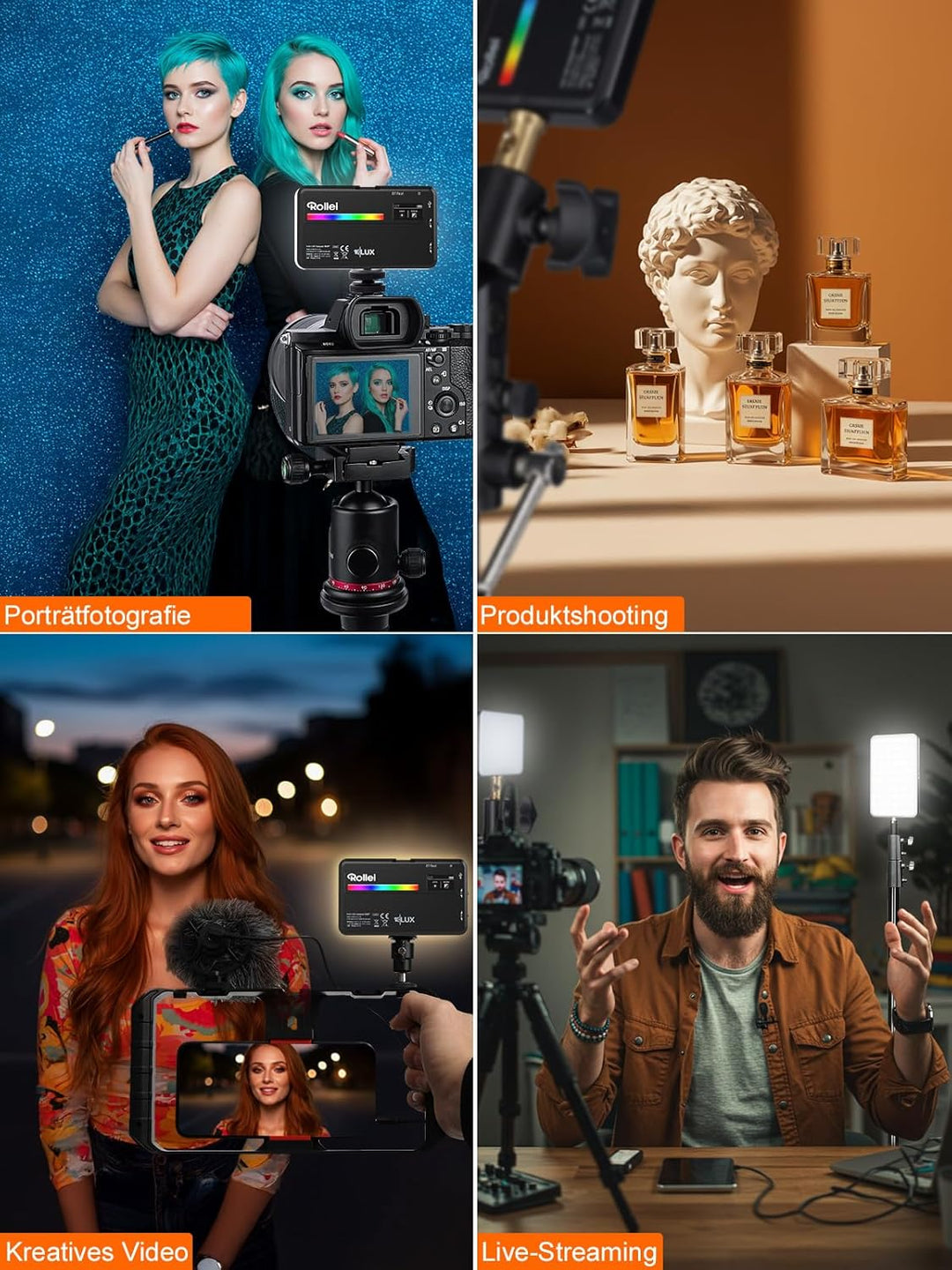 Rollei Lumis Compact RGB, kleine RGB Dauerlicht mit 360 Farben und tollen Lichteffekten, kompackte L