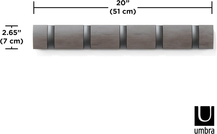Umbra Flip 5 Garderobenhaken - Moderne, Schlichte und Platzsparende Garderobenleiste mit 5 Beweglich