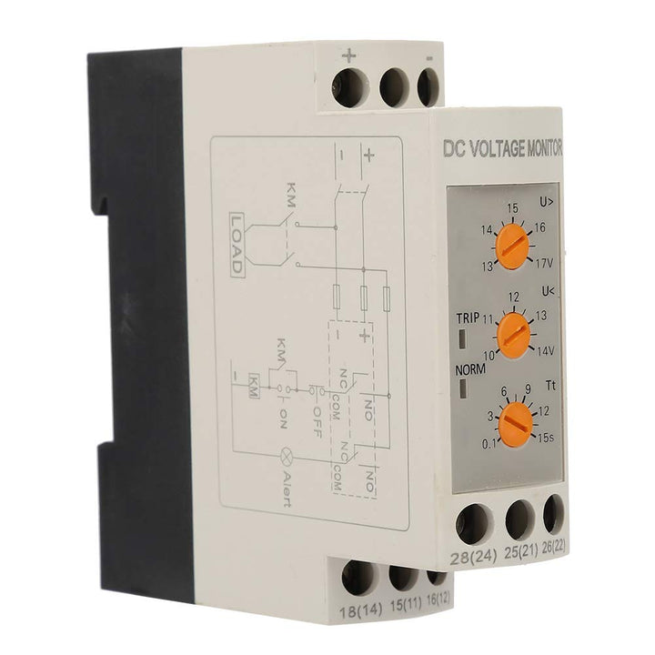 Spannungsüberwachungsrelais DC 12V/24V/36V/48V Überspannungs- und Unterspannungsschutzrelais 35MM Fü