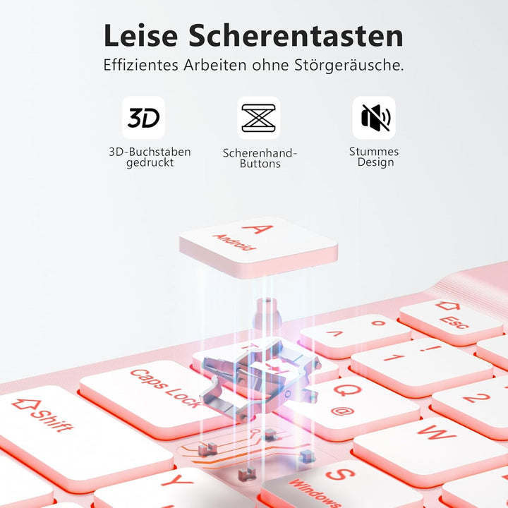 Vobafe Bluetooth Tastatur mit Telefonhalter für iPad Air/Pro/Mini/A16/11/10.9/10.2/iPhone, Kabellose