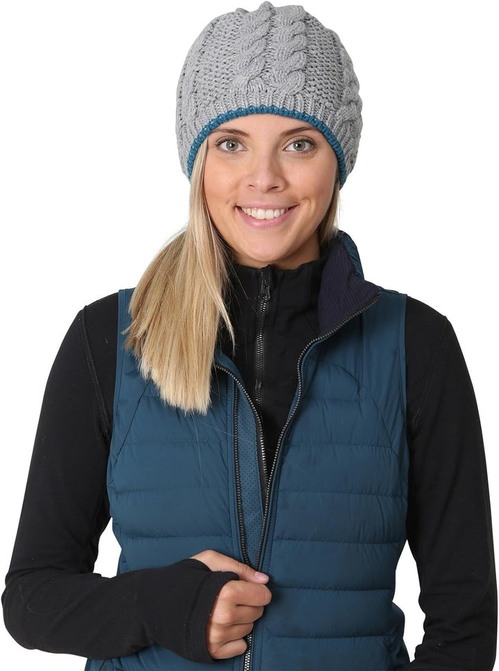 TrailHeads Damen Zopfstrickmütze mit Fleecefutter | Wintermütze Einheitsgrösse grau meliert, Einheit