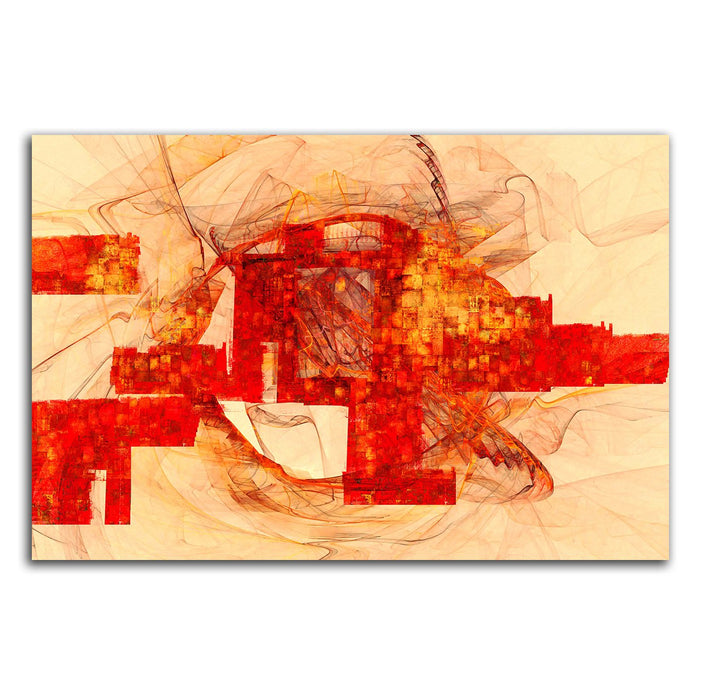 Feurig Impulsiv Rotes Abstraktes Bild auf Leinwand Abstrakt107_cm_dekoratives LeinLeinwandbild Leinw