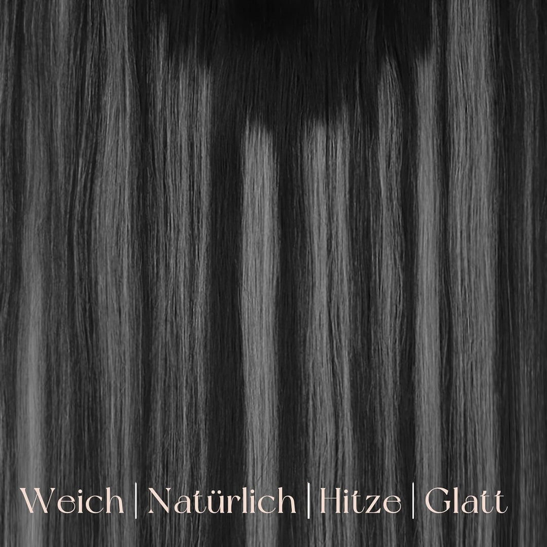 Easyouth Clip on Extensions Echthaar Remy Echthaar Clip in Extensions Farbe Off Black Mix Silber und