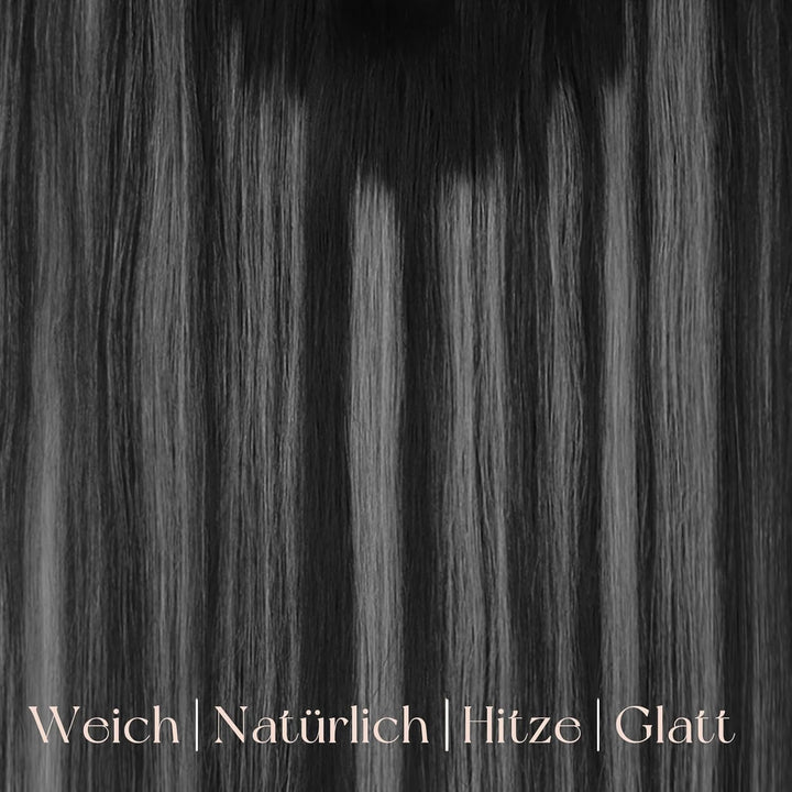 Easyouth Clip on Extensions Echthaar Remy Echthaar Clip in Extensions Farbe Off Black Mix Silber und