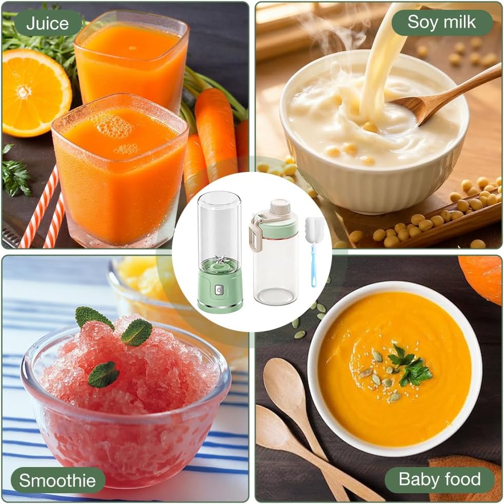 Fresh Juice Mixer Flasche, TGKYK 450ml Tragbarer Mixer Smoothie Maker mit Bürsten, 38 Klingen, USB-L