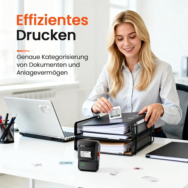 Memoking Etikettendrucker Selbstklebend, Beschriftungsgerät Bluetooth Label Printer Aufkleber drucke