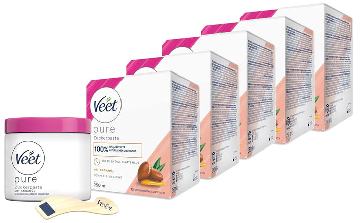 Veet Sugaring Zuckerpaste mit Arganöl zur Haarentfernung für spürbar glatte Haut für bis zu 4 Wochen