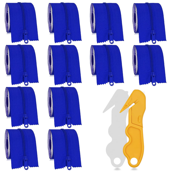 12 Stück Blau Selbstklebender Reissverschluss, 220 cm x 7,6 cm, Schwerlast-Doppelseitiger Reissversc