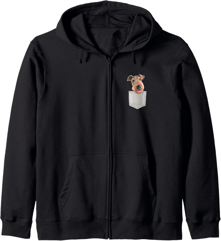 AIREDALE TERRIER Hund in Brusttasche Dog In Pocket Geschenk Kapuzenjacke