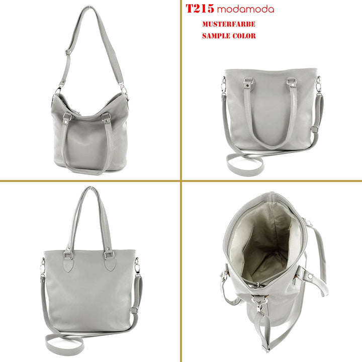 modamoda de - T215 - Italienische Ledertasche Shopper Large Lila, Lila