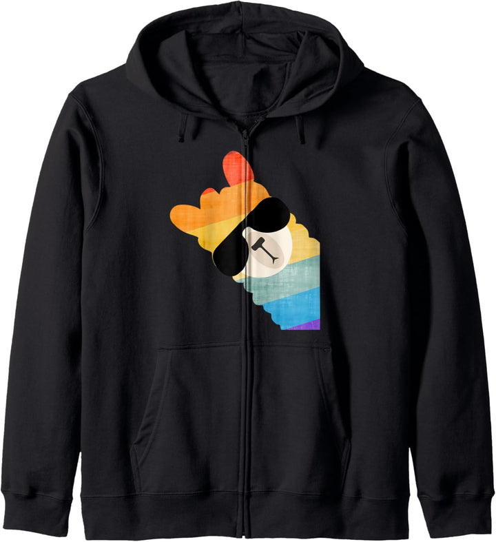 Lama Alpaka 70er 80er 90er Kapuzenjacke