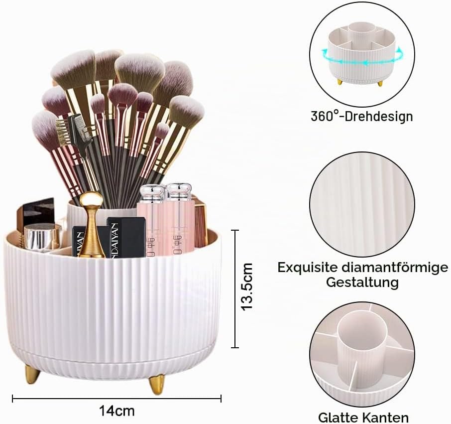 Kosmetik Make Up Organizer, 360°Drehbarer Pinsel Organizer, Kosmetikregal, Lidschattenpinsel Lippens