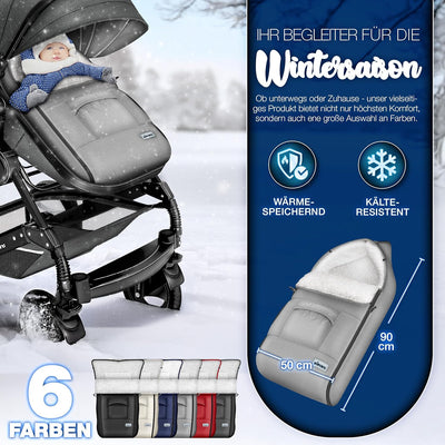 KIDUKU Winterfusssack für Kinderwagen Buggy - Babyfusssack waschbar | Fusssack Babyschale mit Reissv