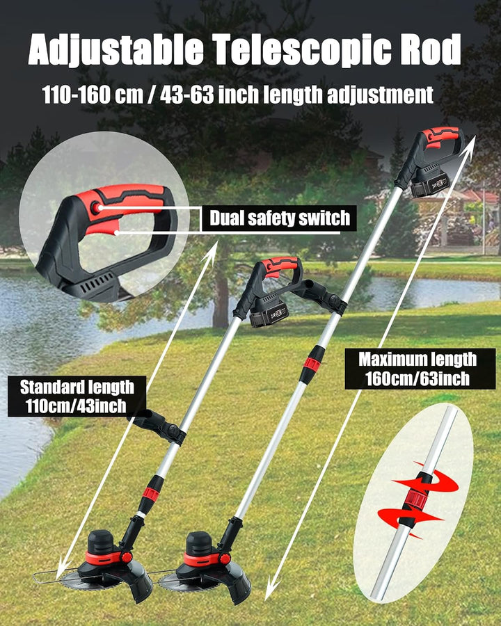 Rasentrimmer mit Akku für Makita Rasentrimmer mit Unkrautbürste BRUSHLESS | ∅30cm Freischneider Akku