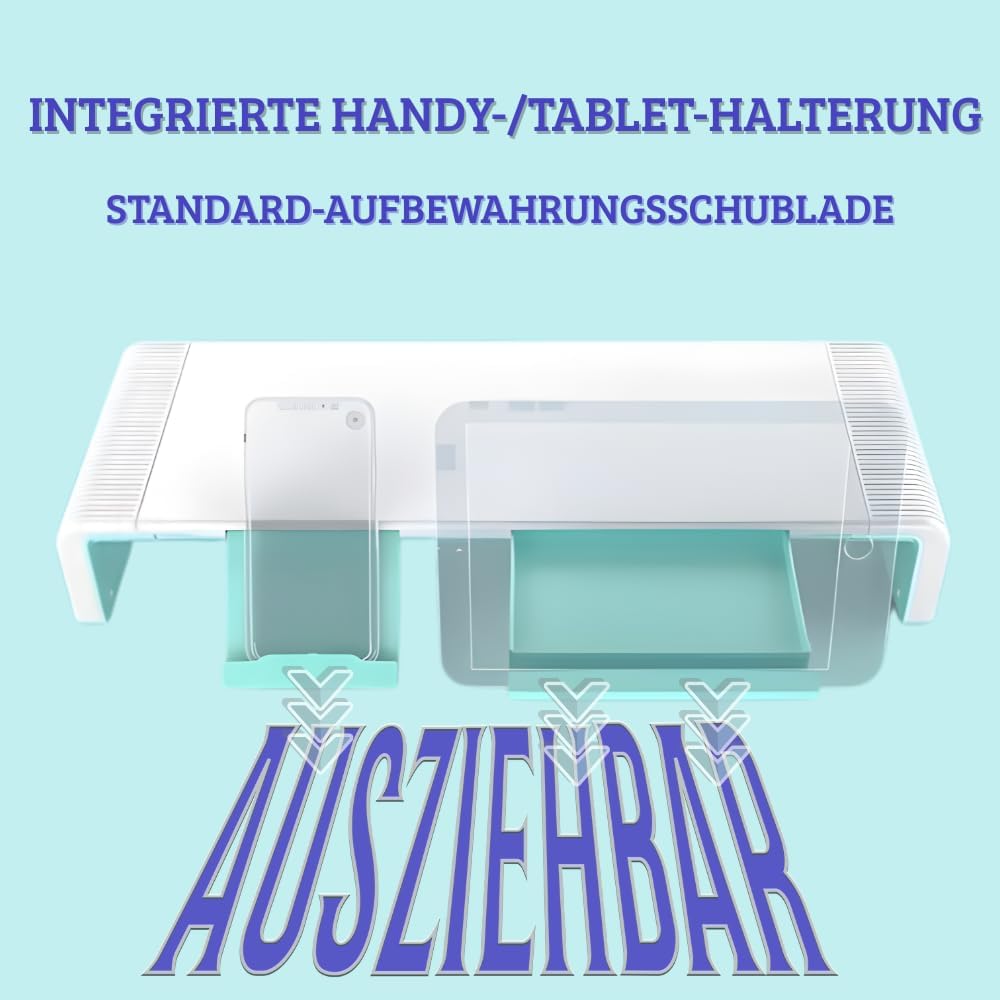 (HG) Monitorständer mit Schublade und Handyhalter, Monitorerhöhung, ergonomischer Bildschirmständer