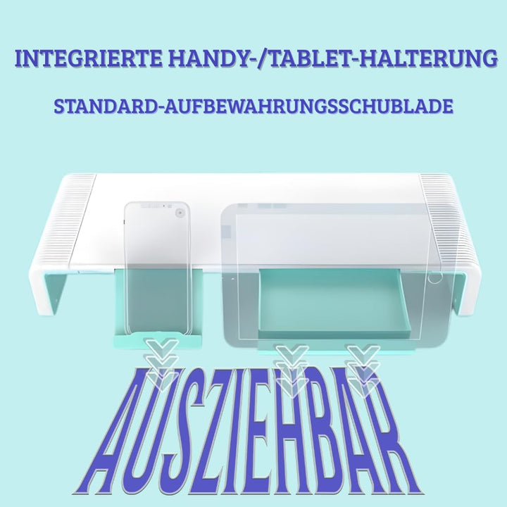 (HG) Monitorständer mit Schublade und Handyhalter, Monitorerhöhung, ergonomischer Bildschirmständer