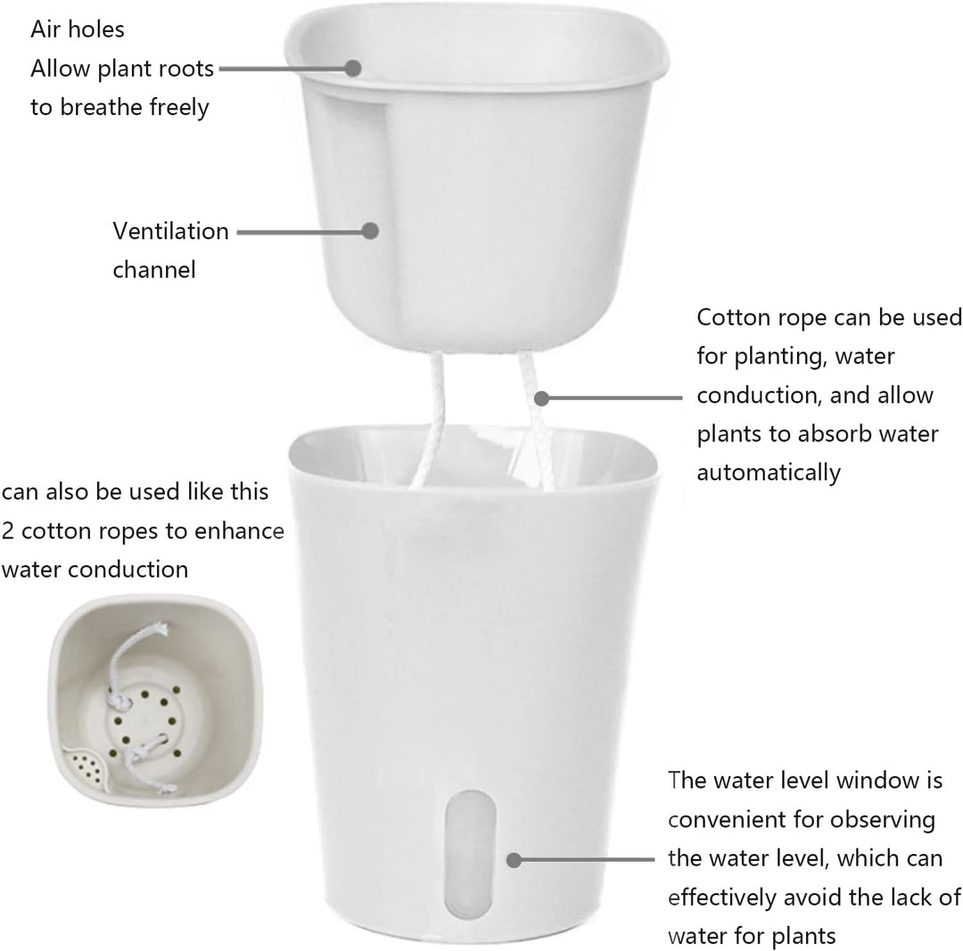 WMLBK Kunststoff Blumentopf mit Bewässerungssystem,10er-Set Selbstgiessender Blumentopf Anzuchttopf