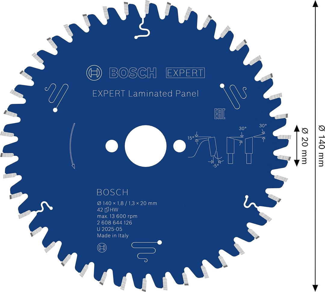 Bosch Professional 1x Kreissägeblatt Expert for Laminated Panel (Laminat, Sägeblatt Ø 140 x 20 x 1,8