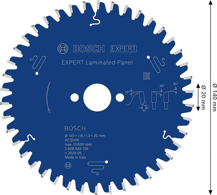 Bosch Professional 1x Kreissägeblatt Expert for Laminated Panel (Laminat, Sägeblatt Ø 140 x 20 x 1,8