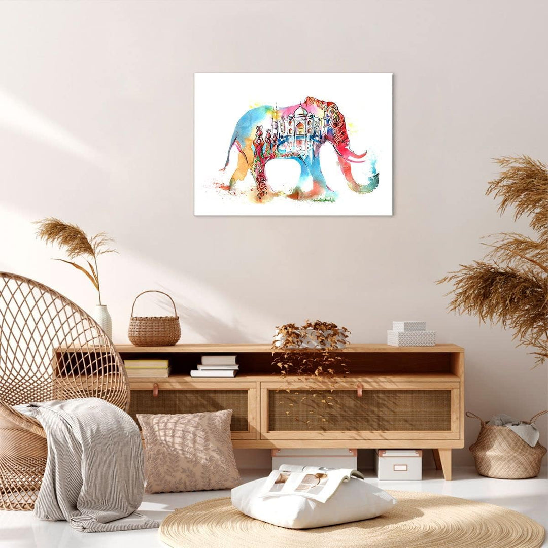 Bilder auf Leinwand Elefant Indien ethnisch Kultur Leinwandbild 70x50cm Wandbilder Dekoration Wohnzi