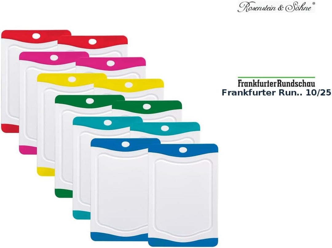Rosenstein & Söhne Gemüse-Schneidebretter: 12er-Set Schneidebretter in 6 Farben, antibakteriell, je