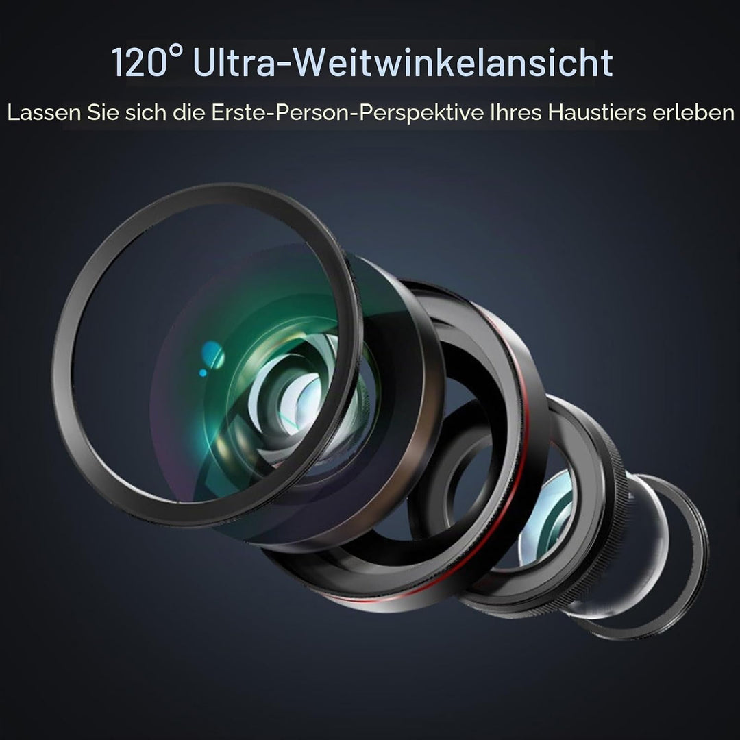 GLOGLOW Haustierhalsband-Kamera, 120° Weitwinkel-Katzenhalsband-Kamera, Sport-Action-Kamera, Mini-Kö