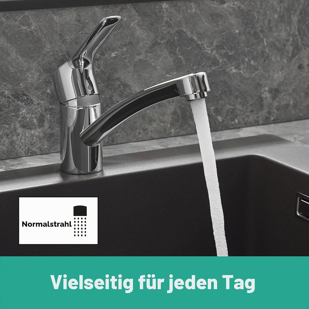 hansgrohe Küchenarmatur MySport, Wasserhahn Küche mit Auslauf Höhe 120 mm, wassersparend, 360° drehb