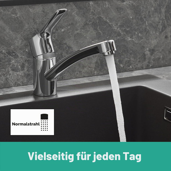 hansgrohe Küchenarmatur MySport, Wasserhahn Küche mit Auslauf Höhe 120 mm, wassersparend, 360° drehb