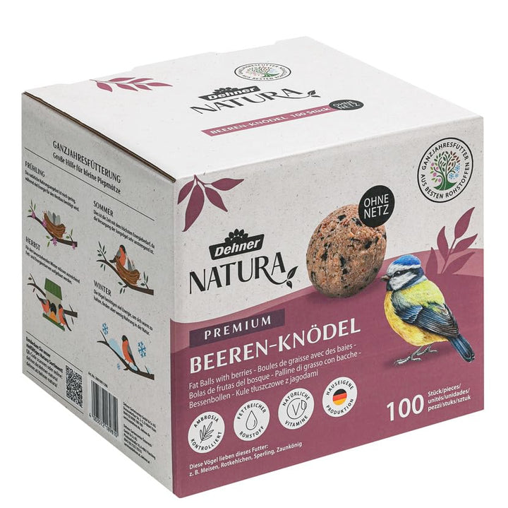 Dehner Natura Premium Meisenknödel ohne Netz, Beerenknödel, ganzjähriges Wildvogelfutter proteinreic