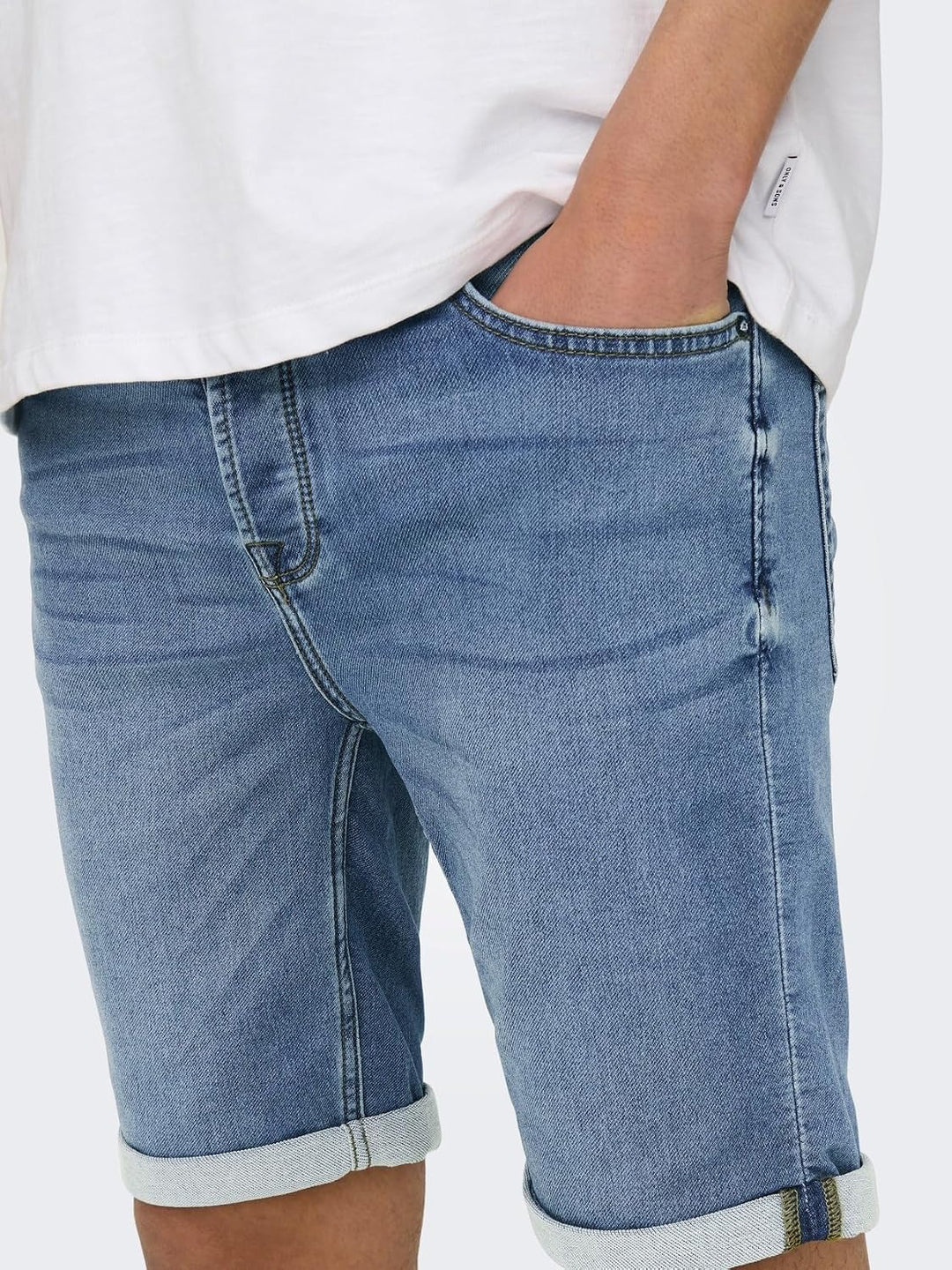 Herren O&amp;S Denim Capri Jeans Shorts 3/4 Bermuda Pants Sommer Hose Kurze Freizeit Trousers ONSPLY XS