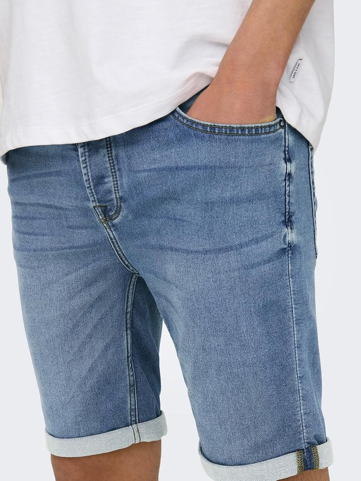 Herren O&amp;S Denim Capri Jeans Shorts 3/4 Bermuda Pants Sommer Hose Kurze Freizeit Trousers ONSPLY XS
