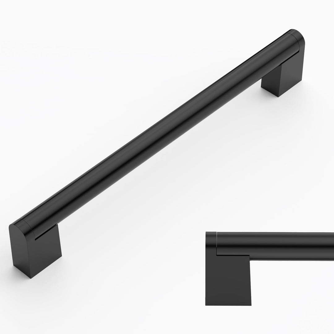 Amerdeco 10 Stück Möbelgriffe Edelstahl Schwarz 192mm Lochabstand Schrankgriffe für Küche, Schublade
