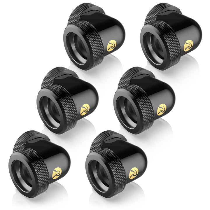 Raijintek Anschluss PELIAS D160906, 16 mm, 90 Grad Adapter, 6er-Pack, Schwarz